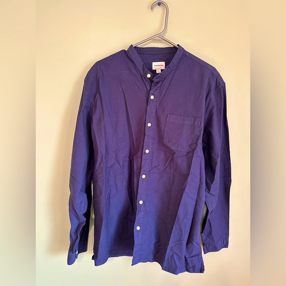 Large Navy Blue Frank and Oak Button up Long sleeve shirt - Picture 1 of 4